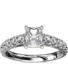 Riviera Cathedral Pavé Diamond Engagement Ring in Platinum